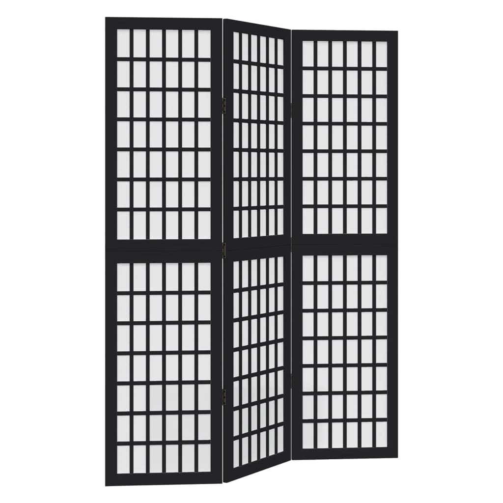 vidaXL Room Divider 3 Panels Black Solid Wood Paulownia 2