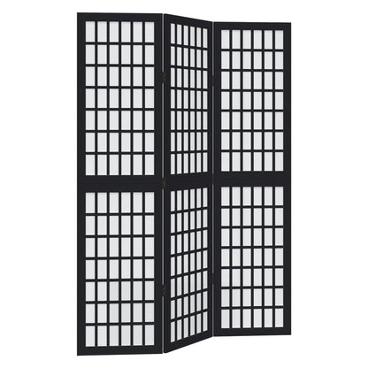 vidaXL Room Divider 3 Panels Black Solid Wood Paulownia 2