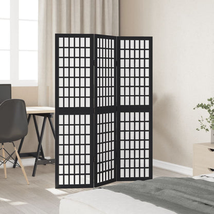 vidaXL Room Divider 3 Panels Black Solid Wood Paulownia 3