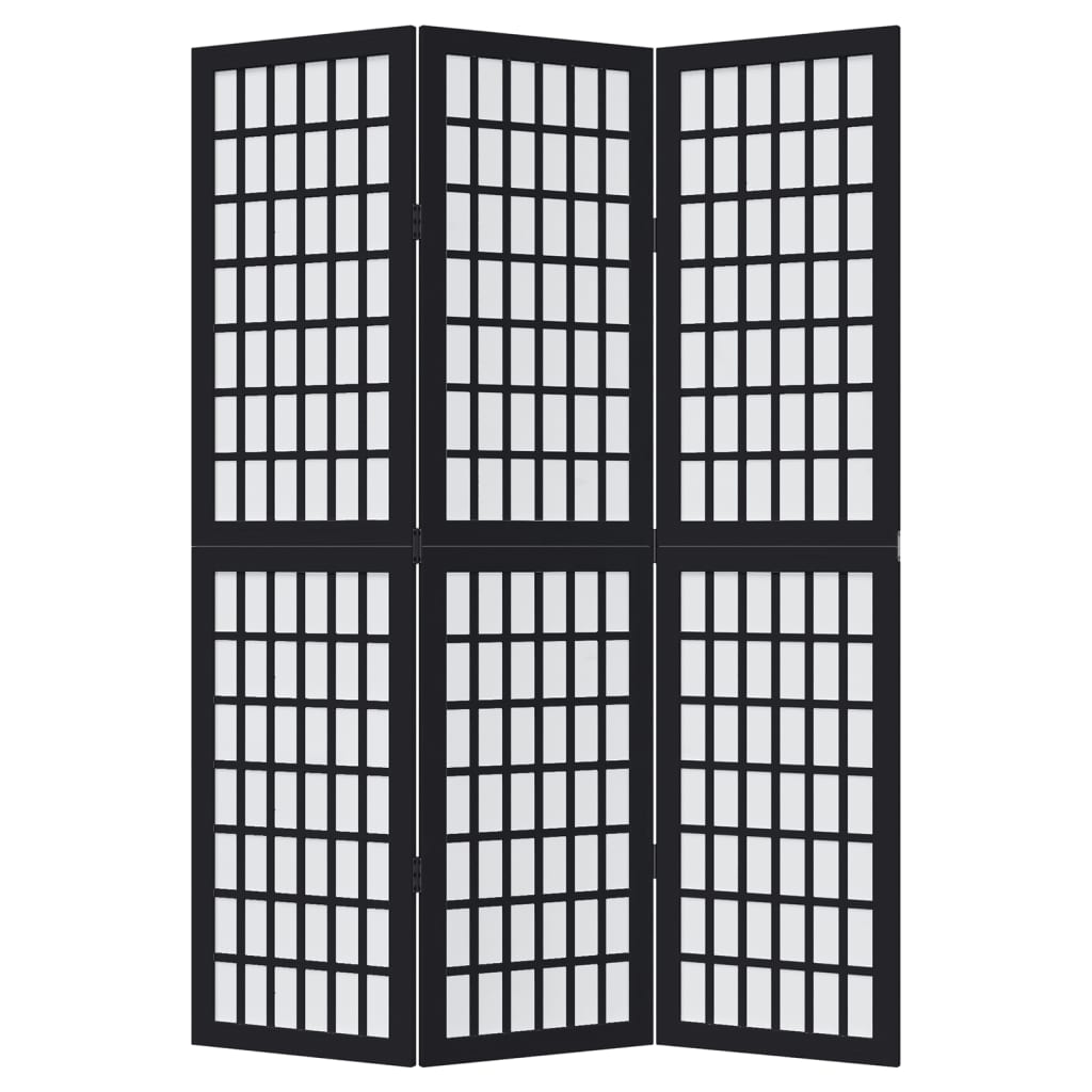 vidaXL Room Divider 3 Panels Black Solid Wood Paulownia 4