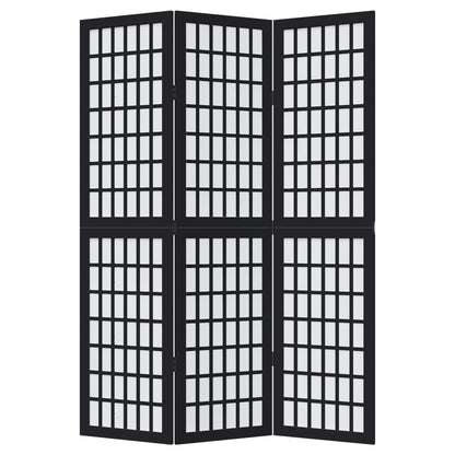 vidaXL Room Divider 3 Panels Black Solid Wood Paulownia 4