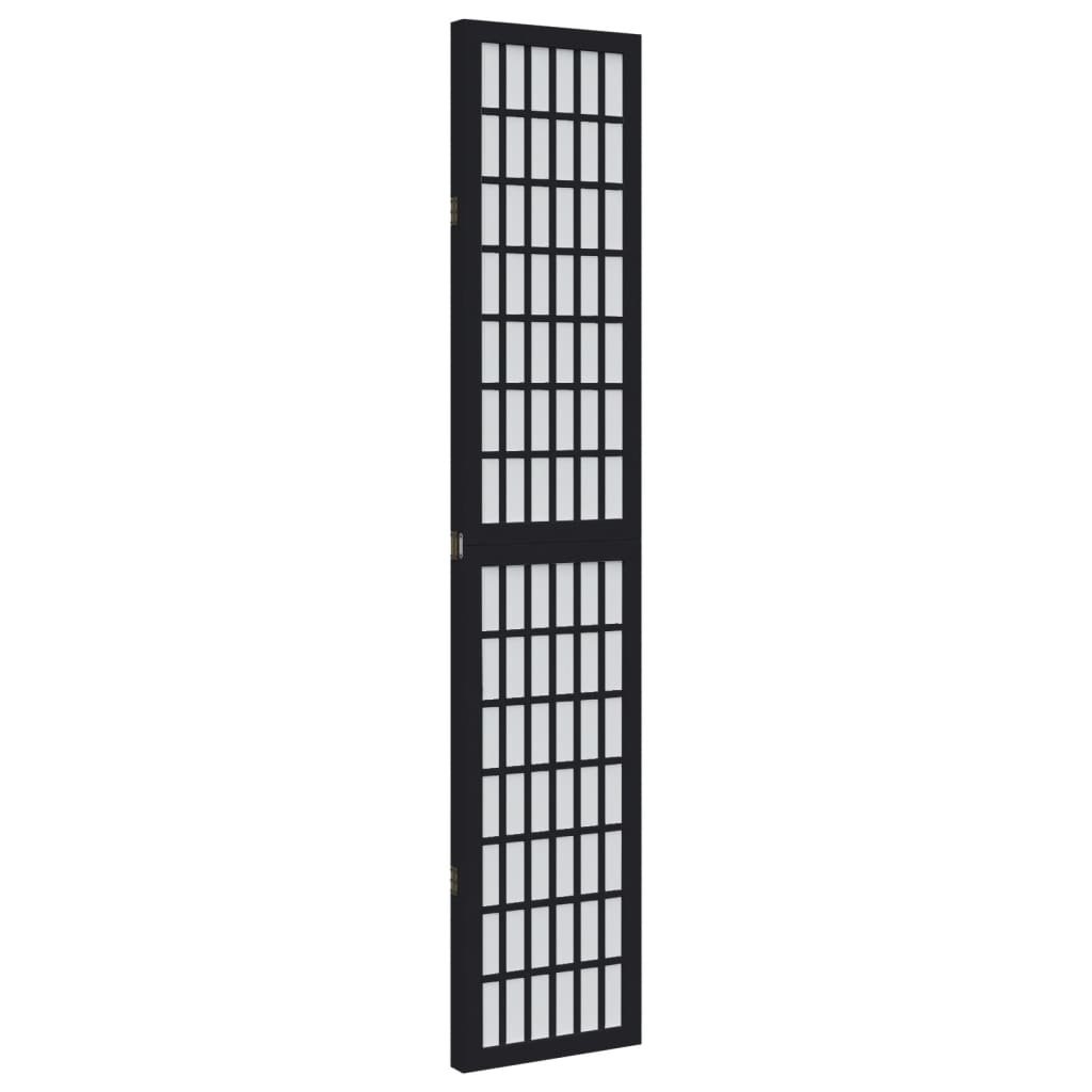 vidaXL Room Divider 3 Panels Black Solid Wood Paulownia 5