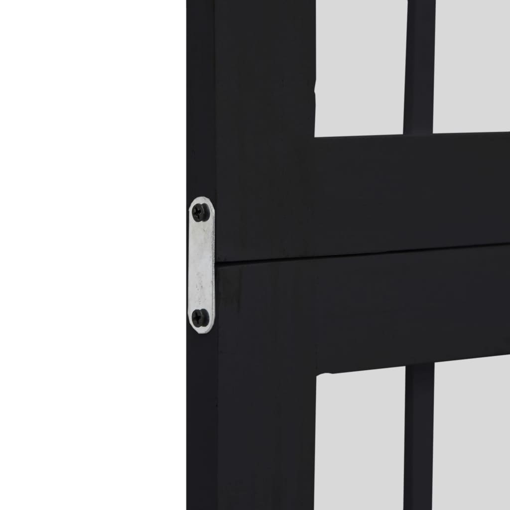 vidaXL Room Divider 3 Panels Black Solid Wood Paulownia 6