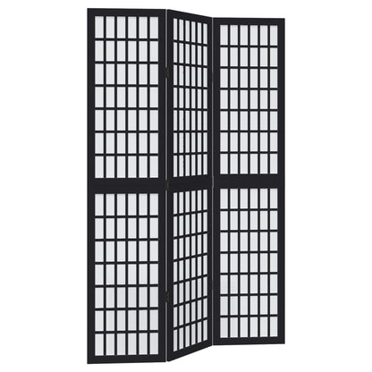 vidaXL Room Divider 3 Panels Black Solid Wood Paulownia 2