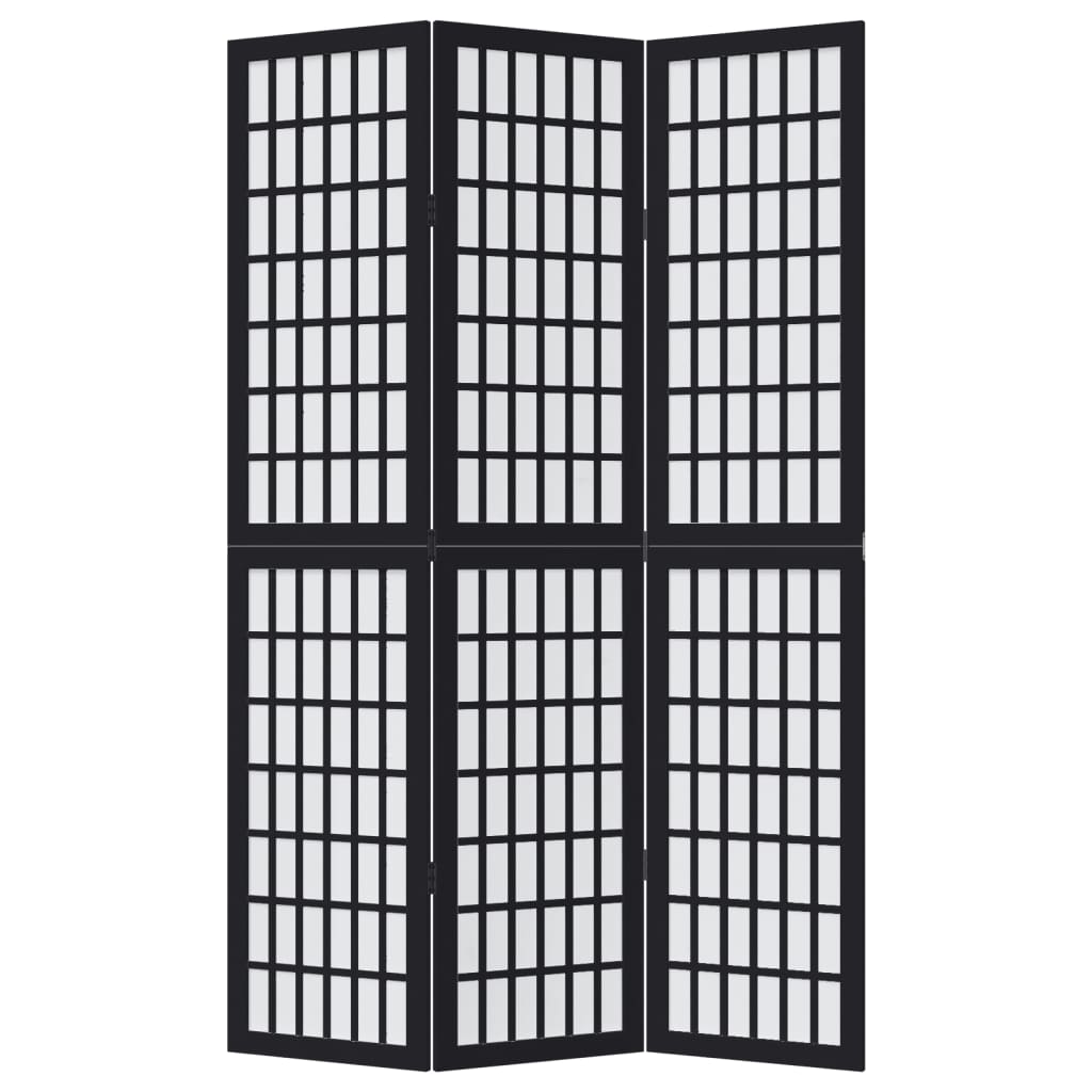 vidaXL Room Divider 3 Panels Black Solid Wood Paulownia 4
