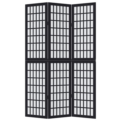 vidaXL Room Divider 3 Panels Black Solid Wood Paulownia 4