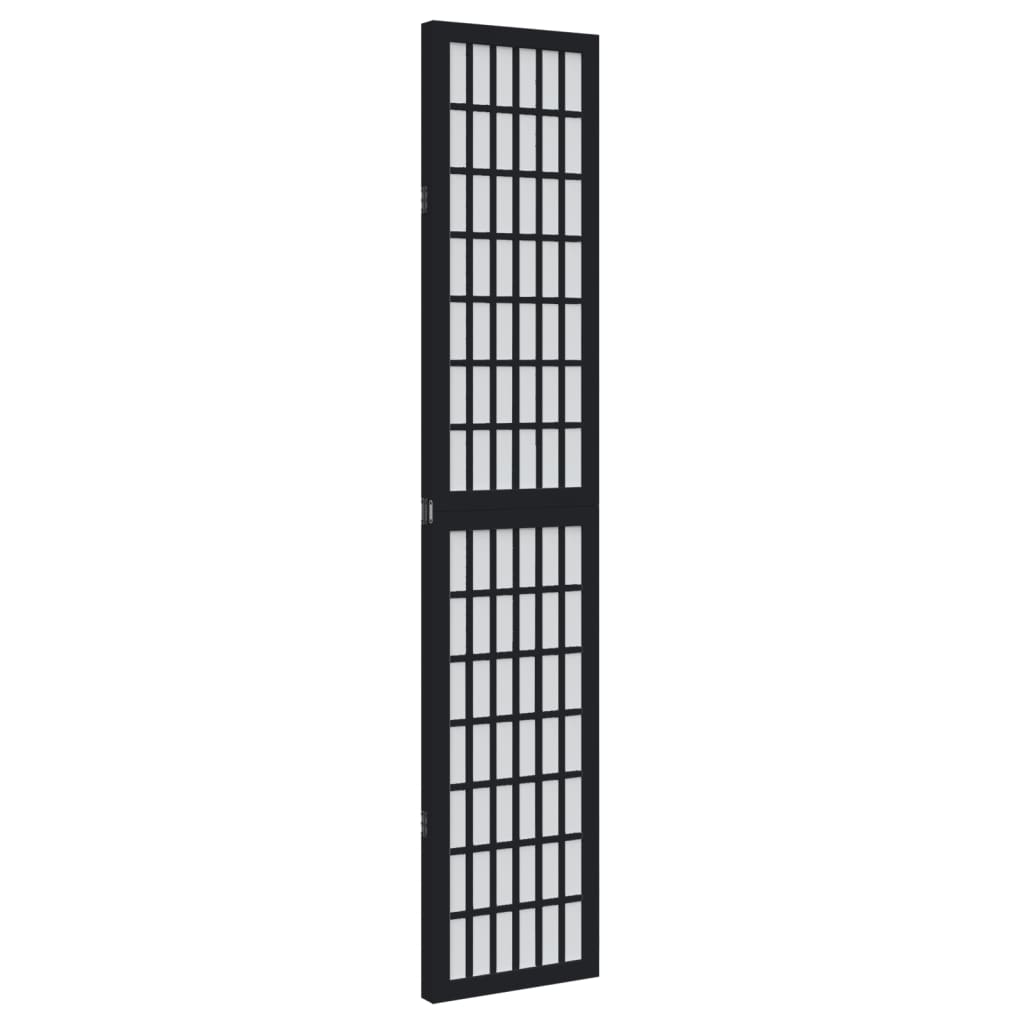 vidaXL Room Divider 3 Panels Black Solid Wood Paulownia 5