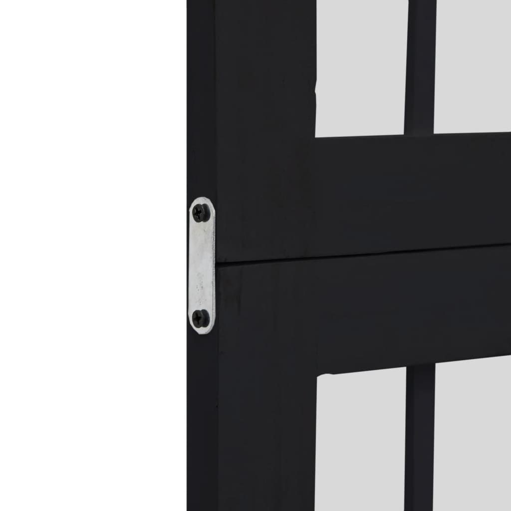 vidaXL Room Divider 3 Panels Black Solid Wood Paulownia 6