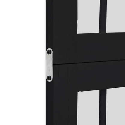 vidaXL Room Divider 3 Panels Black Solid Wood Paulownia 6