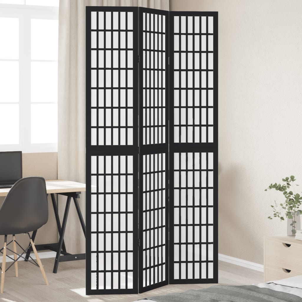 vidaXL Room Divider Panels Black Solid Wood Paulownia