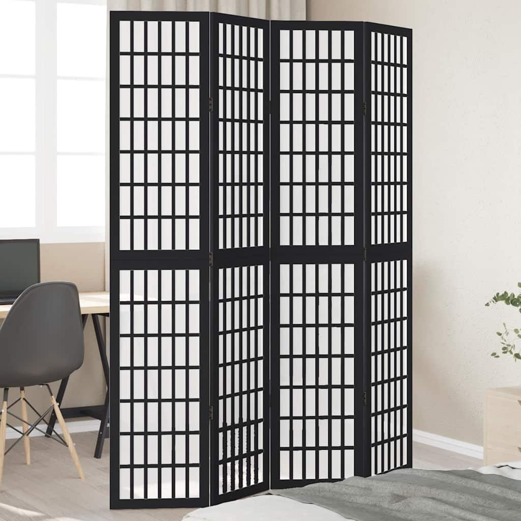 vidaXL Room Divider Panels Black Solid Wood Paulownia