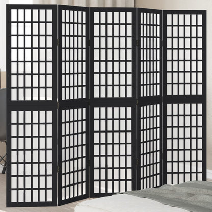 vidaXL Room Divider Panels Black Solid Wood Paulownia