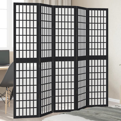 vidaXL Room Divider Panels Black Solid Wood Paulownia