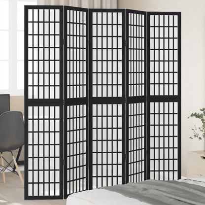 vidaXL Room Divider Panels Black Solid Wood Paulownia