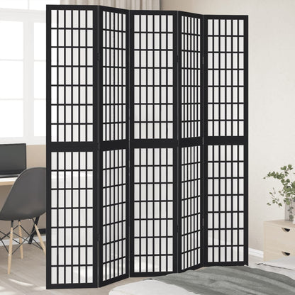 vidaXL Room Divider Panels Black Solid Wood Paulownia