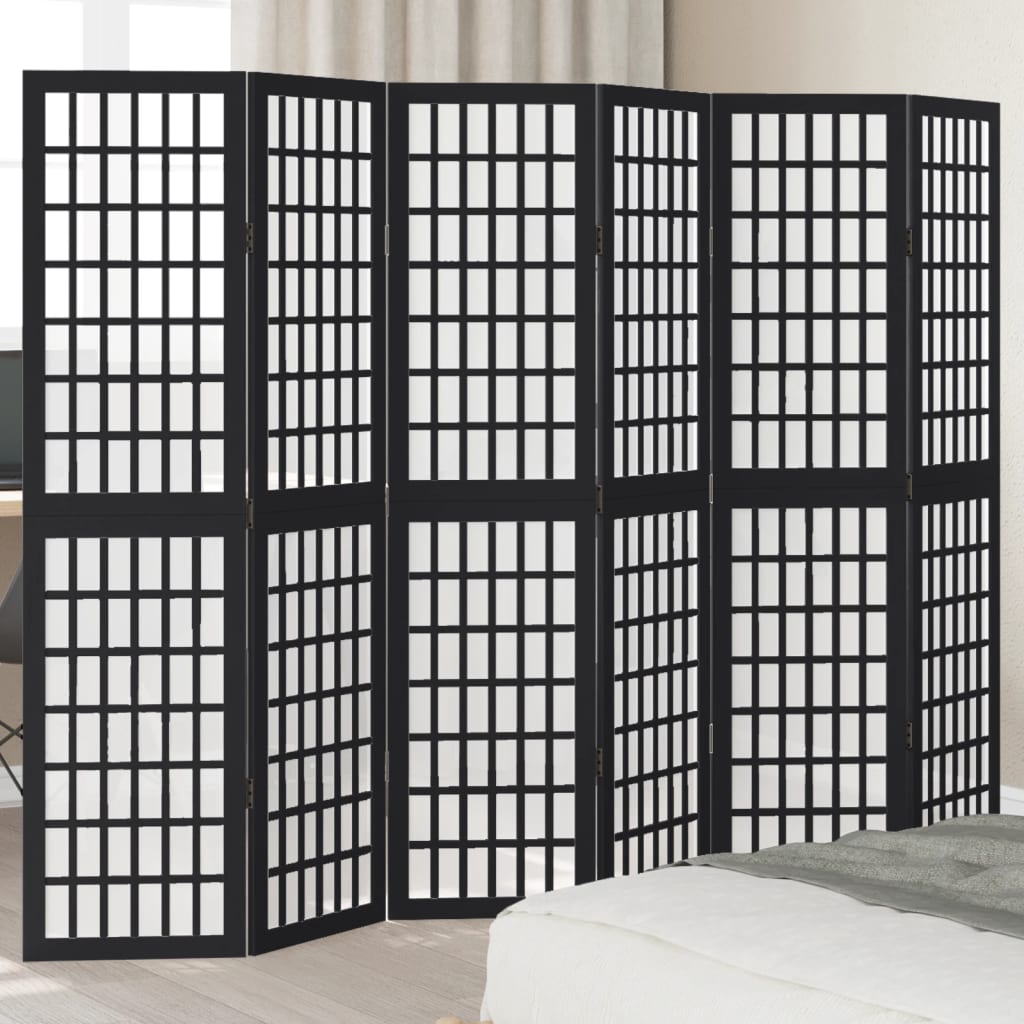 vidaXL Room Divider Panels Black Solid Wood Paulownia