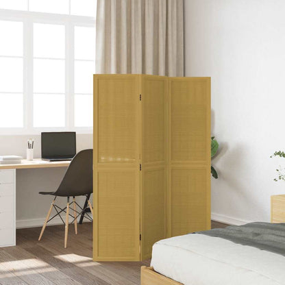 vidaXL Room Divider 3 Panels Brown Solid Wood Paulownia 3