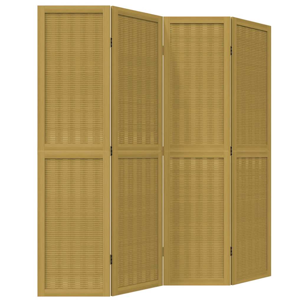 vidaXL Room Divider 4 Panels Brown Solid Wood Paulownia 2