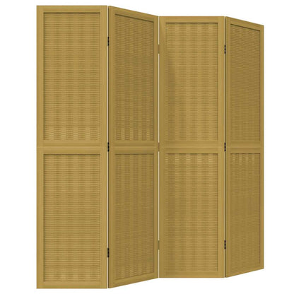 vidaXL Room Divider 4 Panels Brown Solid Wood Paulownia 2