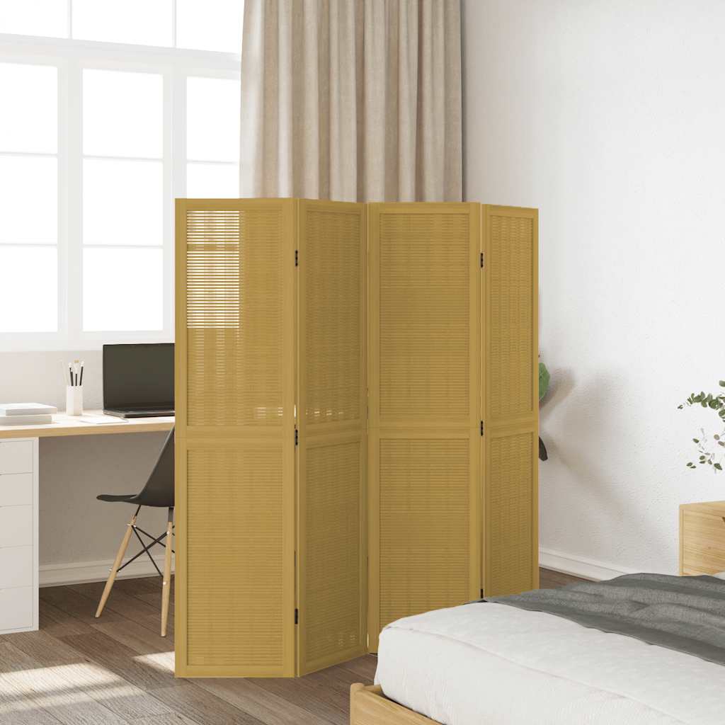 vidaXL Room Divider 4 Panels Brown Solid Wood Paulownia 3