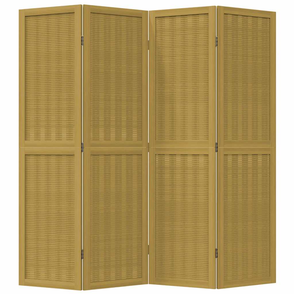 vidaXL Room Divider 4 Panels Brown Solid Wood Paulownia 4