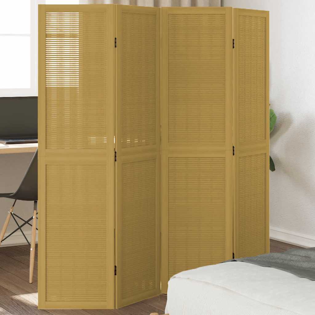 vidaXL Room Divider 4 Panels Brown Solid Wood Paulownia 1