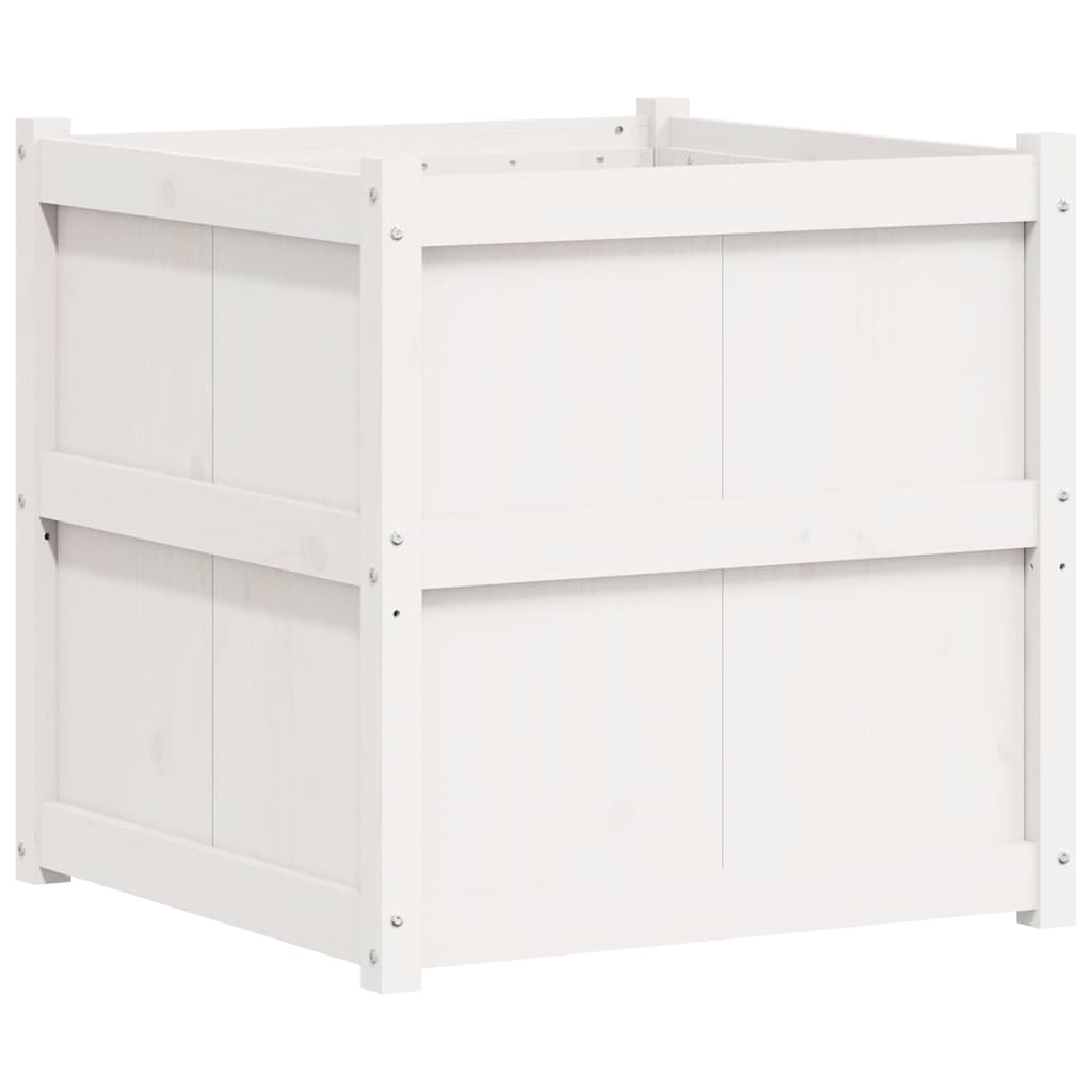vidaXL Garden Planter White 70x70x70 cm Solid Wood Pine 2