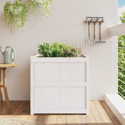 vidaXL Garden Planter White 70x70x70 cm Solid Wood Pine 3