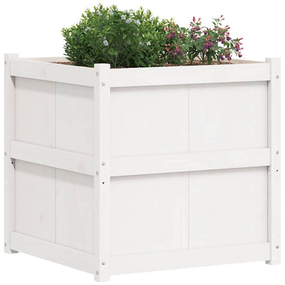 vidaXL Garden Planter White 70x70x70 cm Solid Wood Pine 4