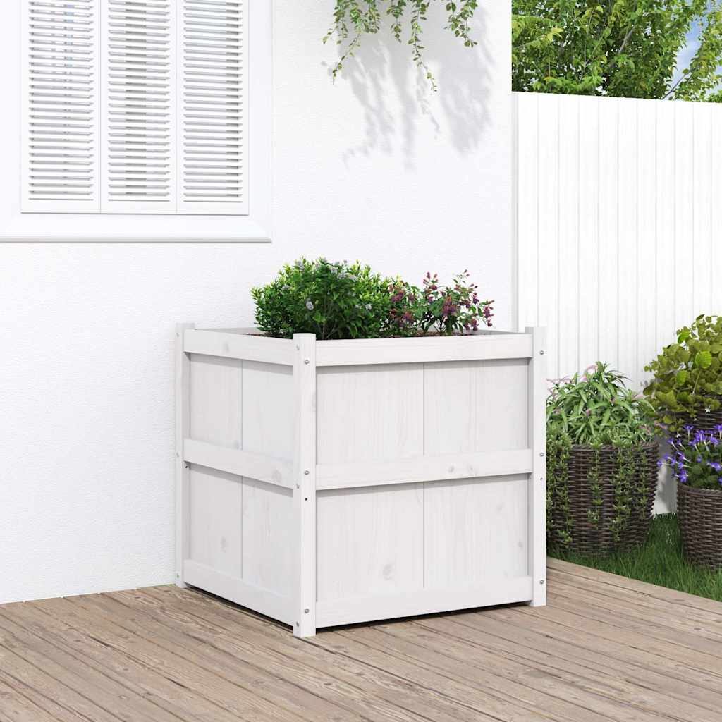 vidaXL Garden Planter White 70x70x70 cm Solid Wood Pine 1