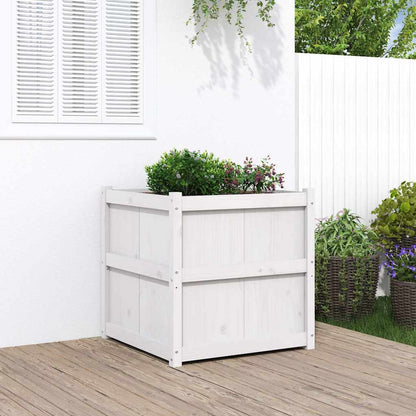 vidaXL Garden Planter White 70x70x70 cm Solid Wood Pine 1