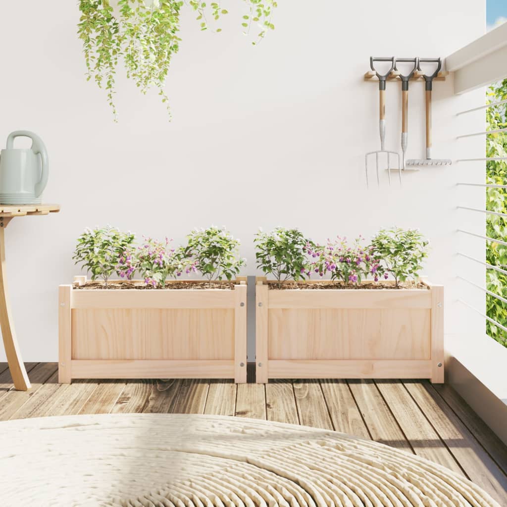 vidaXL Garden Planters 2 pcs Solid Wood Pine 3