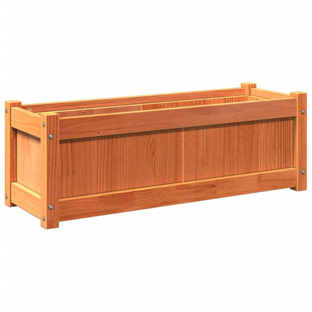 vidaXL Garden Planter Wax Brown 90x31x31 cm Solid Wood Pine 2