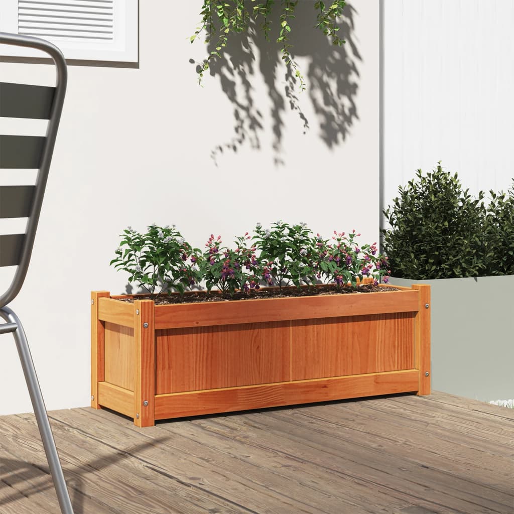 vidaXL Garden Planter Wax Brown 90x31x31 cm Solid Wood Pine 3