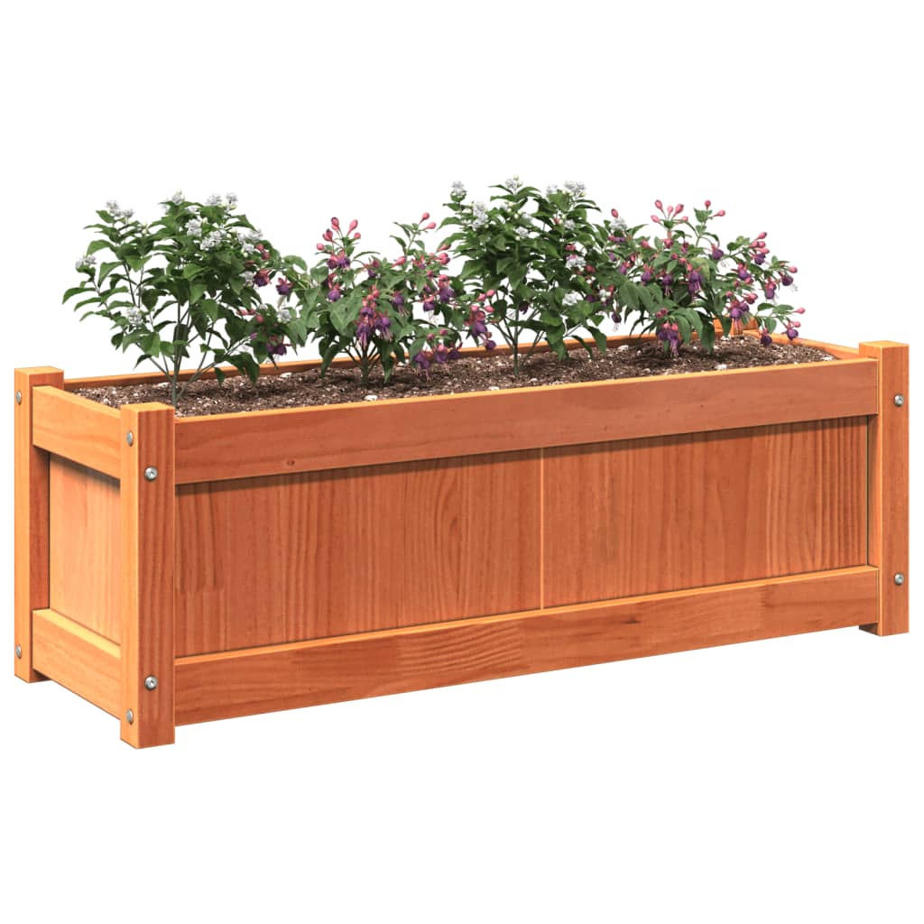 vidaXL Garden Planter Wax Brown 90x31x31 cm Solid Wood Pine 4