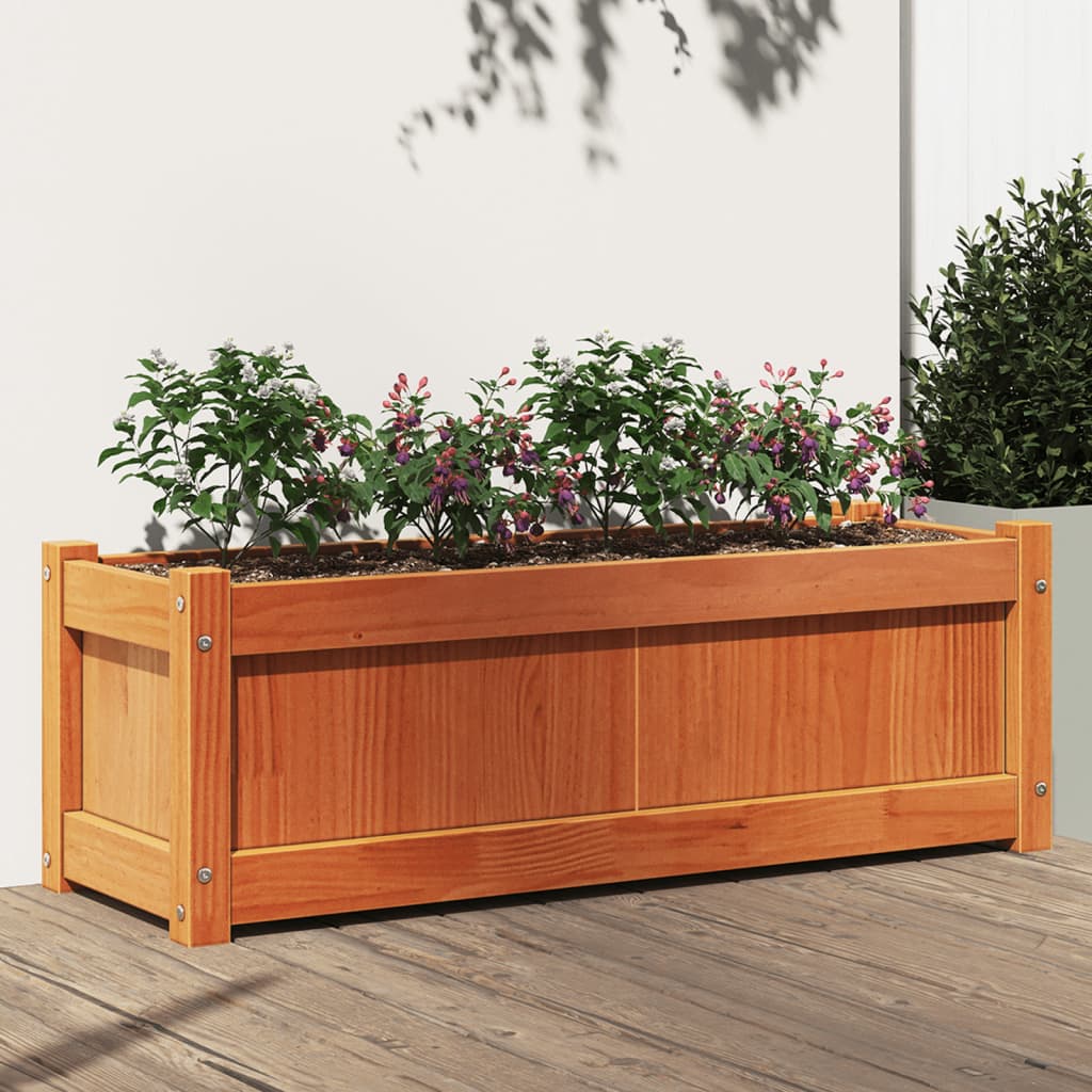 vidaXL Garden Planter Wax Brown 90x31x31 cm Solid Wood Pine 1