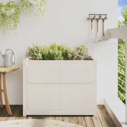 vidaXL Garden Planter White 90x50x70 cm Solid Wood Pine 3