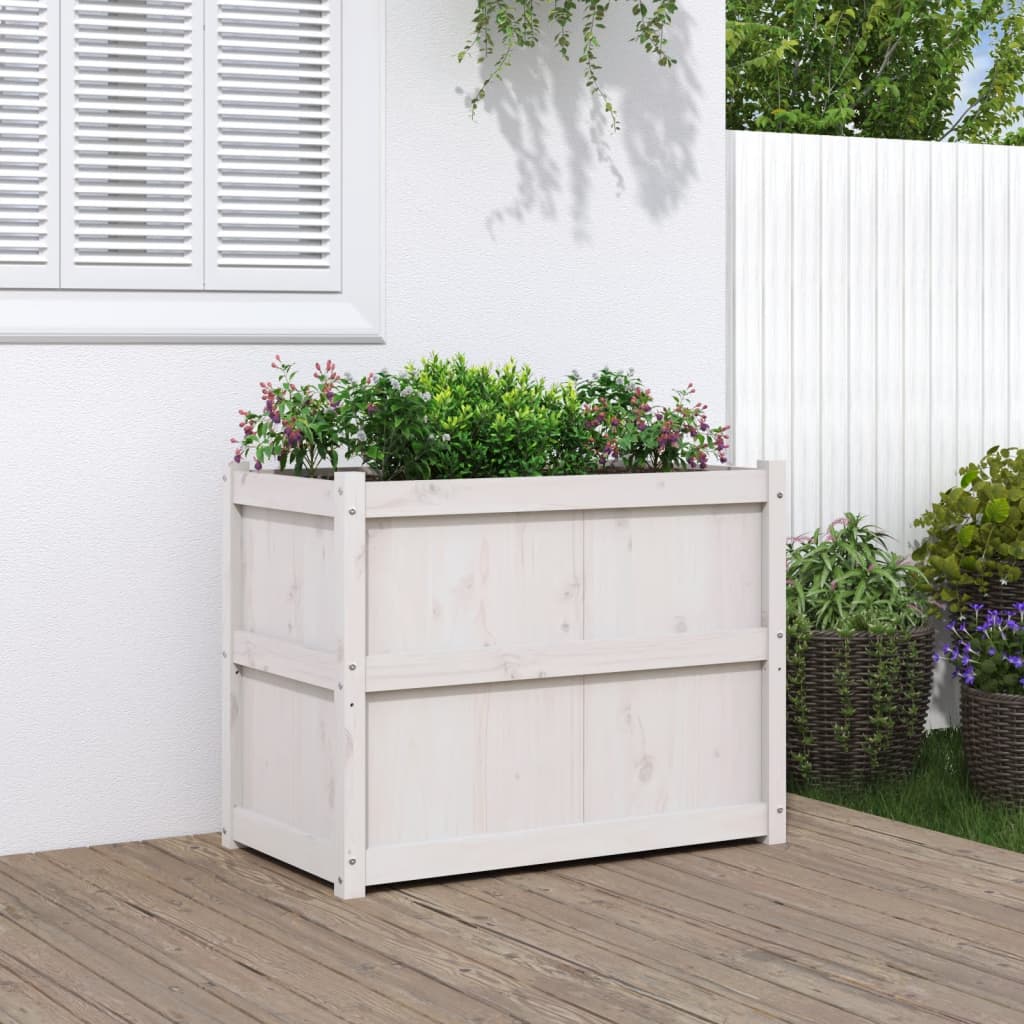 vidaXL Garden Planter White 90x50x70 cm Solid Wood Pine 1