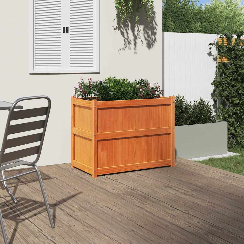 vidaXL Garden Planter Wax Brown 90x50x70 cm Solid Wood Pine 3