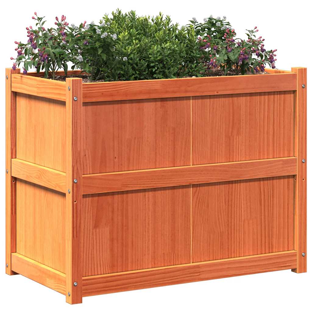 vidaXL Garden Planter Wax Brown 90x50x70 cm Solid Wood Pine 4
