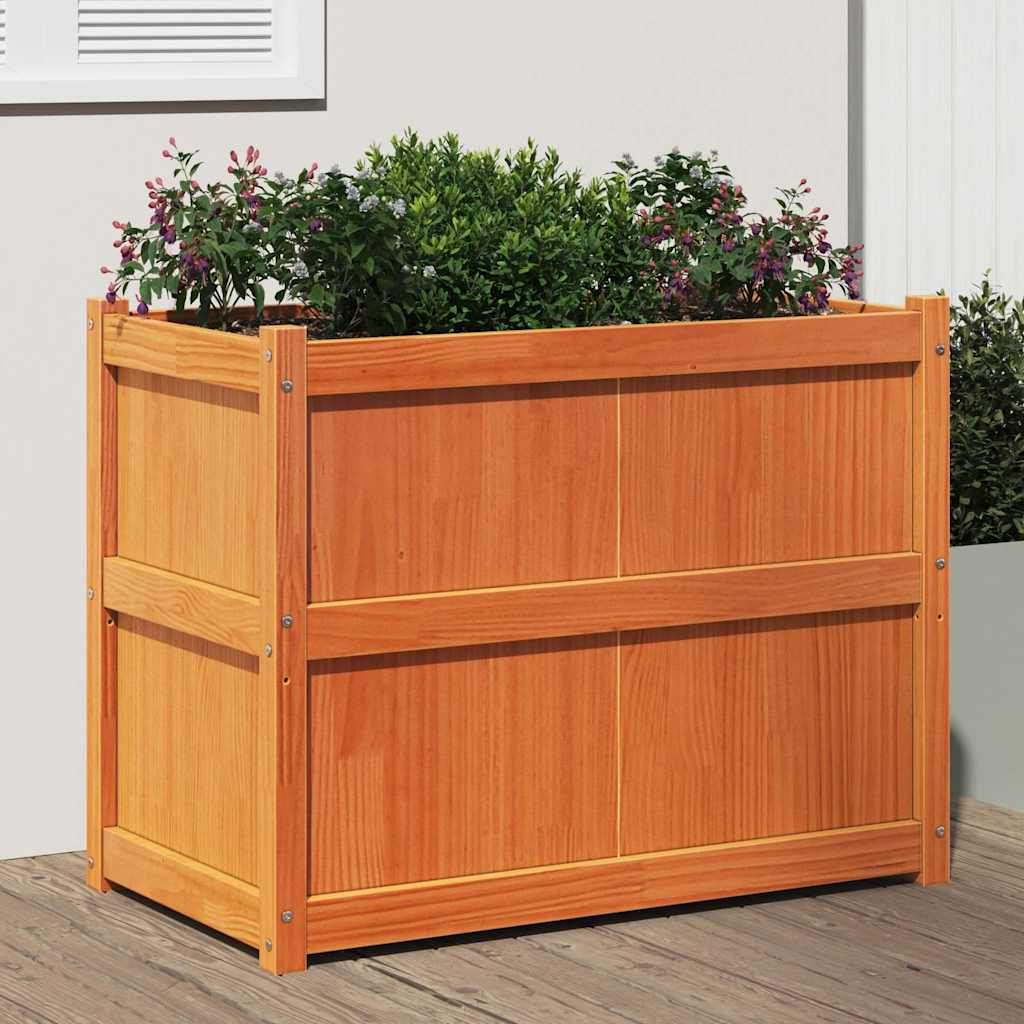vidaXL Garden Planter Wax Brown 90x50x70 cm Solid Wood Pine 1