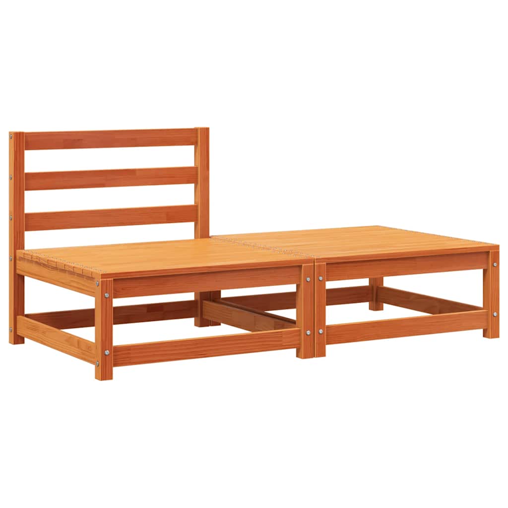 vidaXL Garden Sofa Armless with Footstool Wax Brown Solid Wood Pine 2