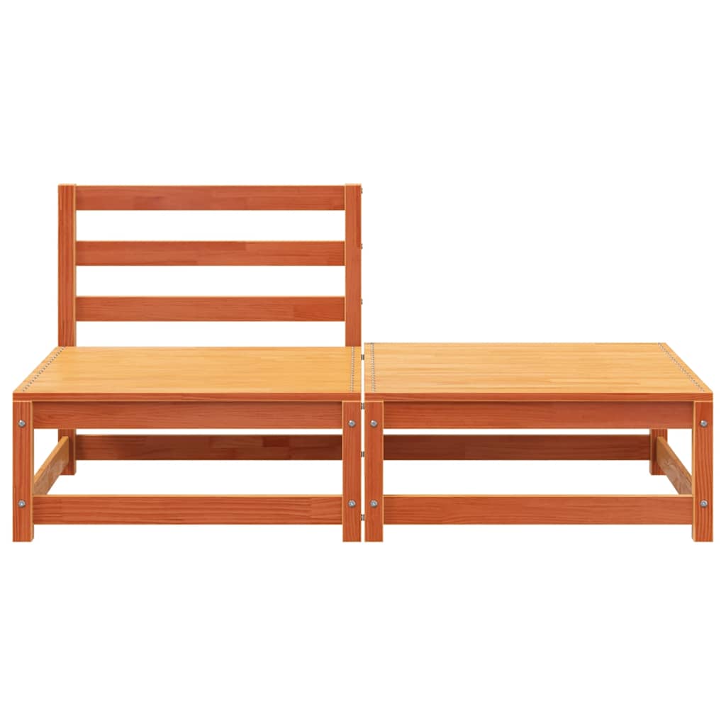 vidaXL Garden Sofa Armless with Footstool Wax Brown Solid Wood Pine 4