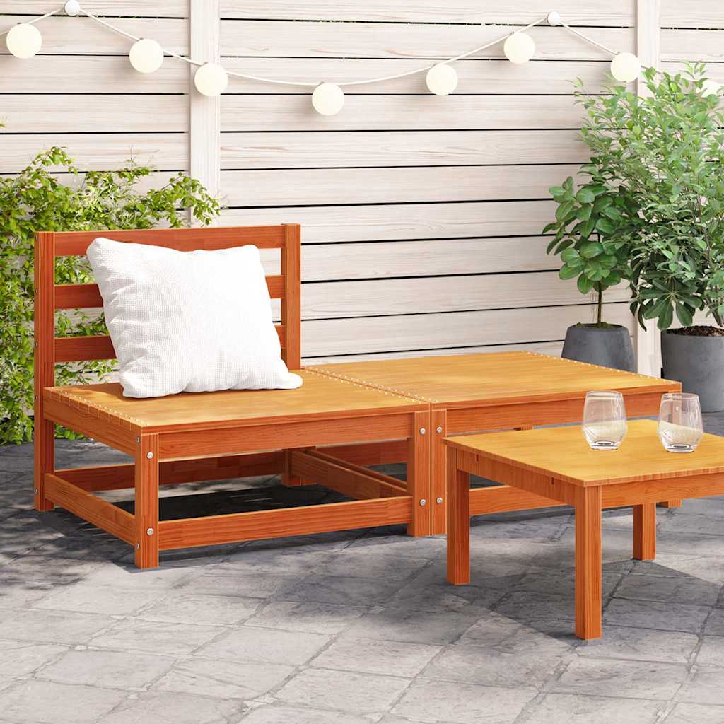 vidaXL Garden Sofa Armless with Footstool Wax Brown Solid Wood Pine 1