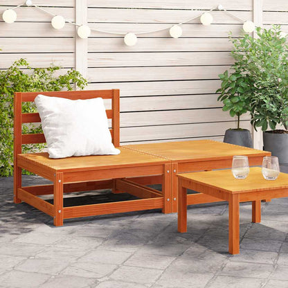 vidaXL Garden Sofa Armless with Footstool Wax Brown Solid Wood Pine 1