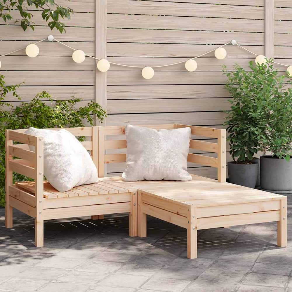 Corner Sofa Solid Pine Wood Standard Natural Pine 2x corner + footrest