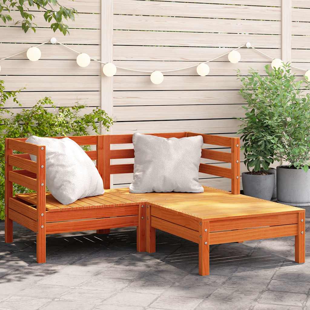 vidaXL Solid pine wood Medium Wax Brown