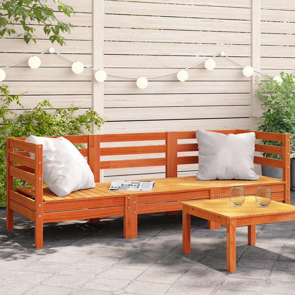 vidaXL Solid pine wood Medium Wax Brown
