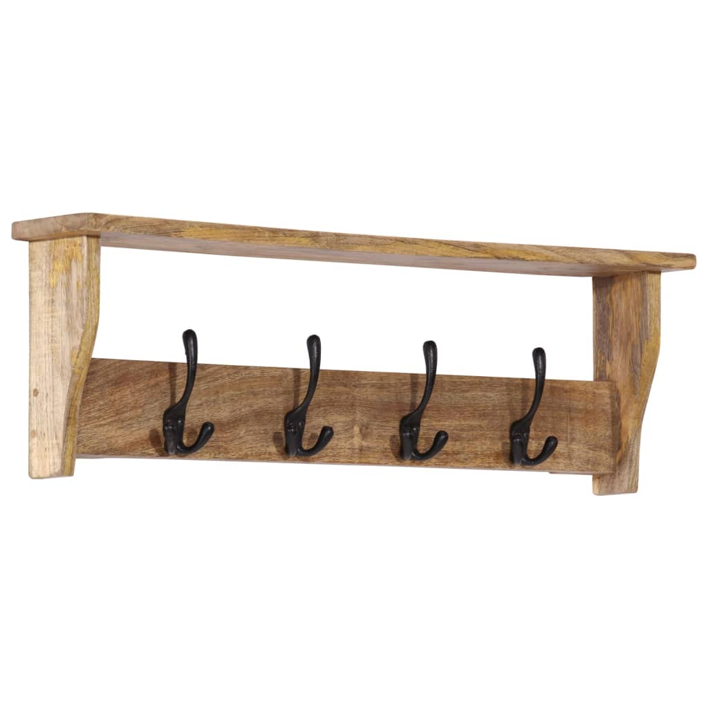 vidaXL Wall-mounted Coat Rack with 4 Hooks Solid Wood Mango 1