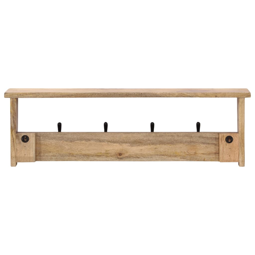 vidaXL Wall-mounted Coat Rack with 4 Hooks Solid Wood Mango 3
